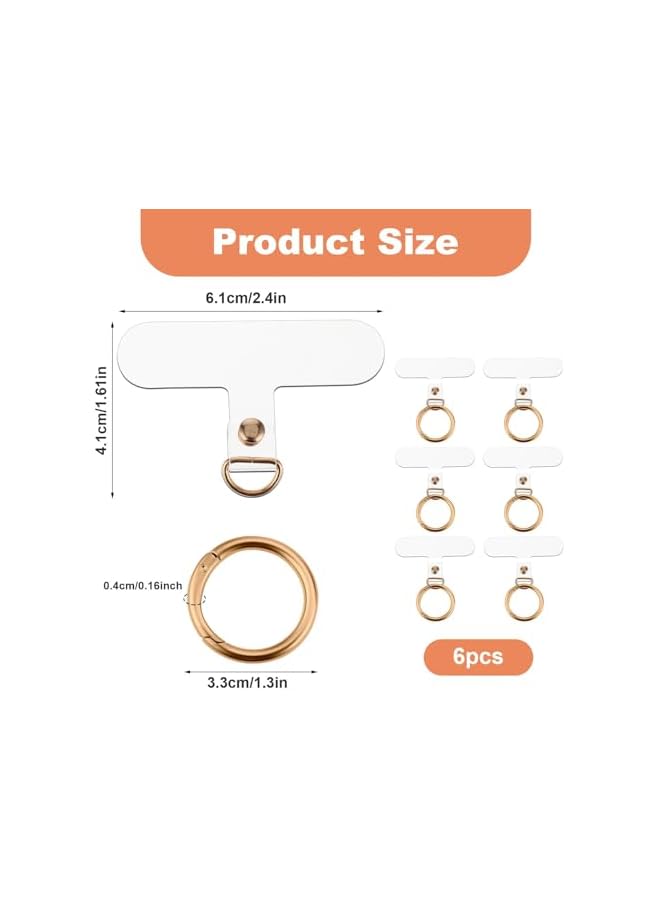 Green Tiger 6Pcs Phone Lanyard Tether Tab with 6 Metal Spring Rings, Universal Cell Phone Lanyard Patch, Phone Case Strap Connector Thin Pad Replacement for Most Phones - Image 4