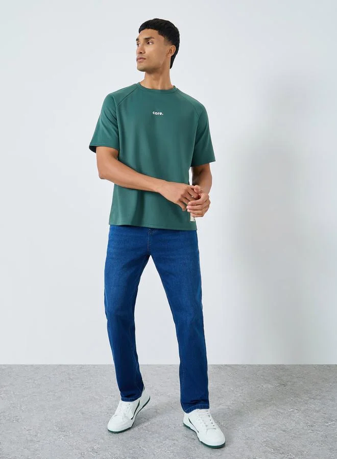 Styli Oversized Minimal Print Heavy Jersey T-Shirt