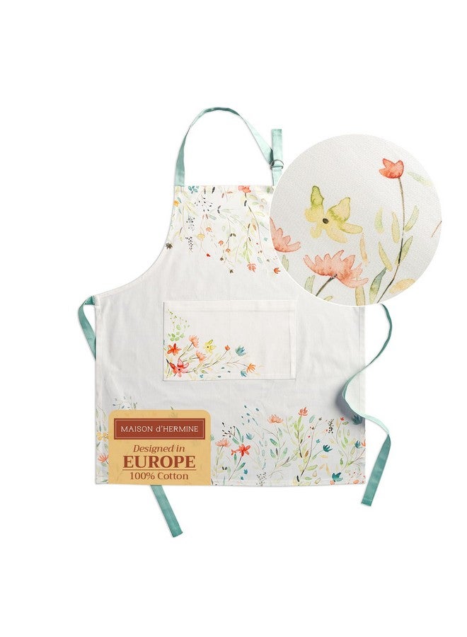 ميزون دي هيرمين مريلة مطبخ من ميزون دي هيرمين كولمار، مصنوعة من القطن بنسبة 100%، برقبة قابلة للتعديل وجيب مركزي ظاهر، مزودة بربطات طويلة للنساء والرجال | شيف (27.50 بوصة × 31.50 بوصة) - Image 1