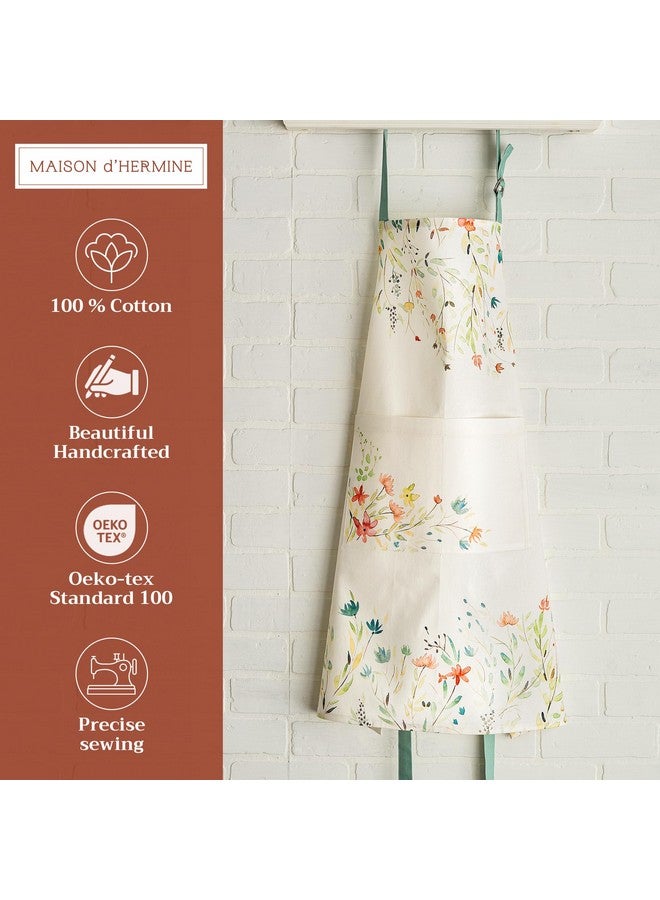 ميزون دي هيرمين مريلة مطبخ من ميزون دي هيرمين كولمار، مصنوعة من القطن بنسبة 100%، برقبة قابلة للتعديل وجيب مركزي ظاهر، مزودة بربطات طويلة للنساء والرجال | شيف (27.50 بوصة × 31.50 بوصة) - Image 2