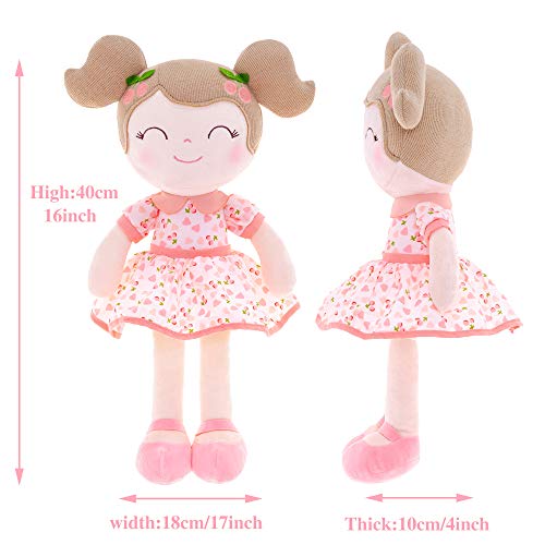 Gloveleya Baby Doll Girl Gifts Plush Toys Soft Dolls Baby Gifts Cherry Girl Pink - Image 2