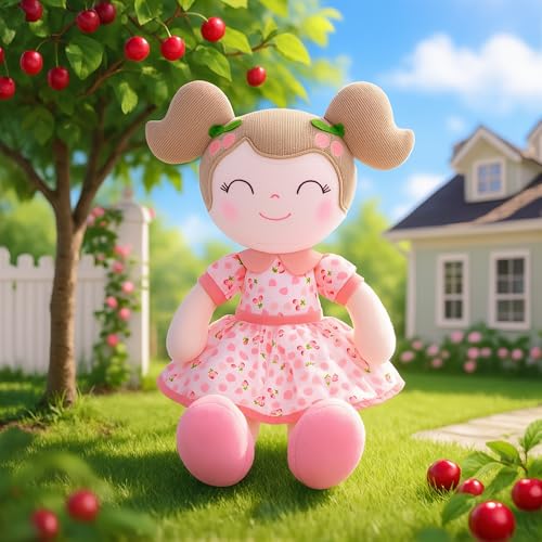 Gloveleya Baby Doll Girl Gifts Plush Toys Soft Dolls Baby Gifts Cherry Girl Pink - Image 4