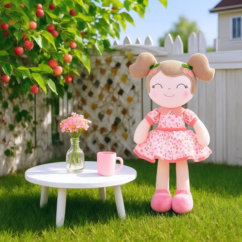 Gloveleya Baby Doll Girl Gifts Plush Toys Soft Dolls Baby Gifts Cherry Girl Pink - Image 3