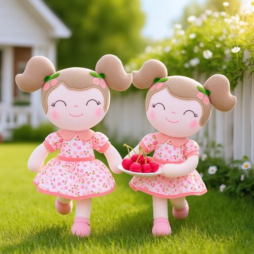 Gloveleya Baby Doll Girl Gifts Plush Toys Soft Dolls Baby Gifts Cherry Girl Pink - Image 5