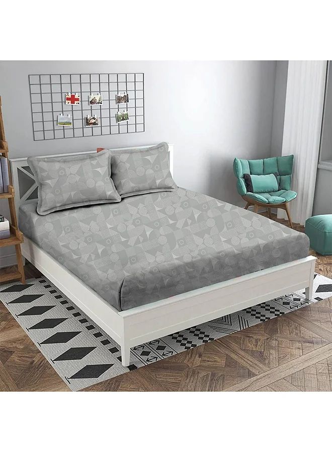 DANUBE HOME Danube Home Albany Queen Bed Fitted Sheet Set 160x200+30 cm/50x75+15 cm Grooves Grey | 80 Cotton; 20 Lyocell Bedding Set For Bedroom