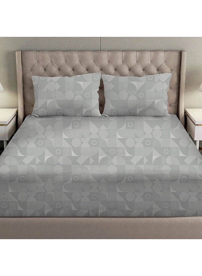 Danube Home Albany Queen Bed Fitted Sheet Set 160x200+30 cm/50x75+15 cm Grooves Grey | 80 Cotton; 20 Lyocell Bedding Set For Bedroom - Image 2