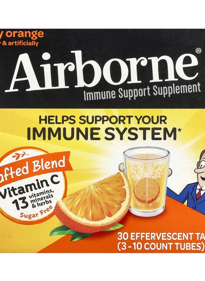Airborne Immune Support Supplement Zesty Orange 3 Tubes 10 Effervescent Tablets Each 