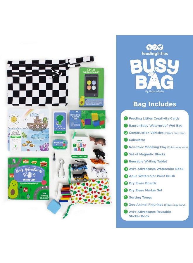 BapronBaby Feeding Littles Busy Bag (Black Checkerboard) - Toddler Travel Activity Kit, Restaurant Activity Kit for Independent and Family-Wide Play, Age 3+ - Image 2