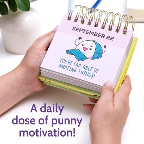 T MARIE Punny Motivational Desk Calendar - Daily Perpetual Calendar to Use Year after Year - Cute Office Decor, Positive Affirmation Gifts for Women and Men, Inspirational Desk Accessories - Image 2