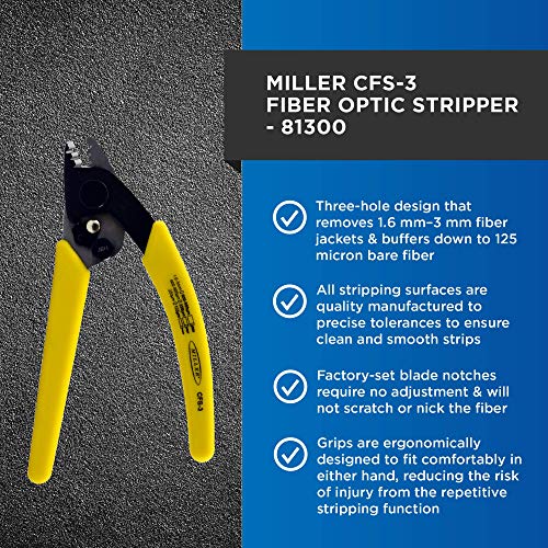 Miller CFS-3 Series Three-Hole Wire Stripper Tool for Working Technicians, Electricians, and Installers, Safe Cable-Splicing Tool, Easily Portable Wire Stripper, 4.2 Ounces - Image 2