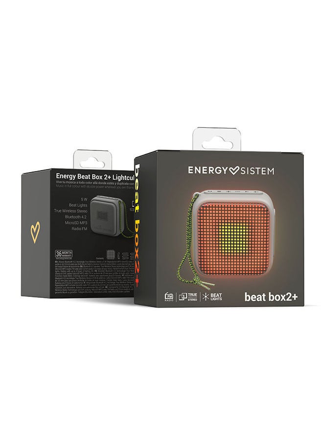 NIBEMINENT - Beat Box 2+ Lightcube (Portable Bluetooth Speaker, lights, TWS, v4.2, 5 W, microSD MP3, FM Radio) Granite - Image 1