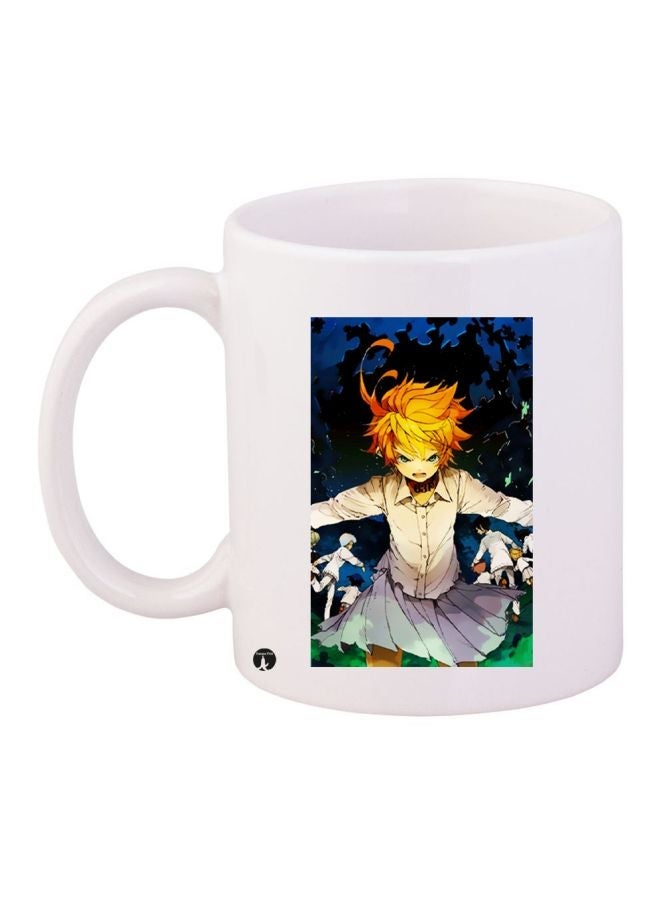 RYN Cartoon Printed Coffee Mug White/Blue/Yellow 11ounce