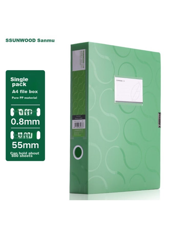 Sunwood Sannuobailatuo سلسلة صندوق ملفات ملون/صندوق مستندات/مجلد/منظم/صندوق منظم، A4/55 مم، أخضر، Fbe4007 - Image 1