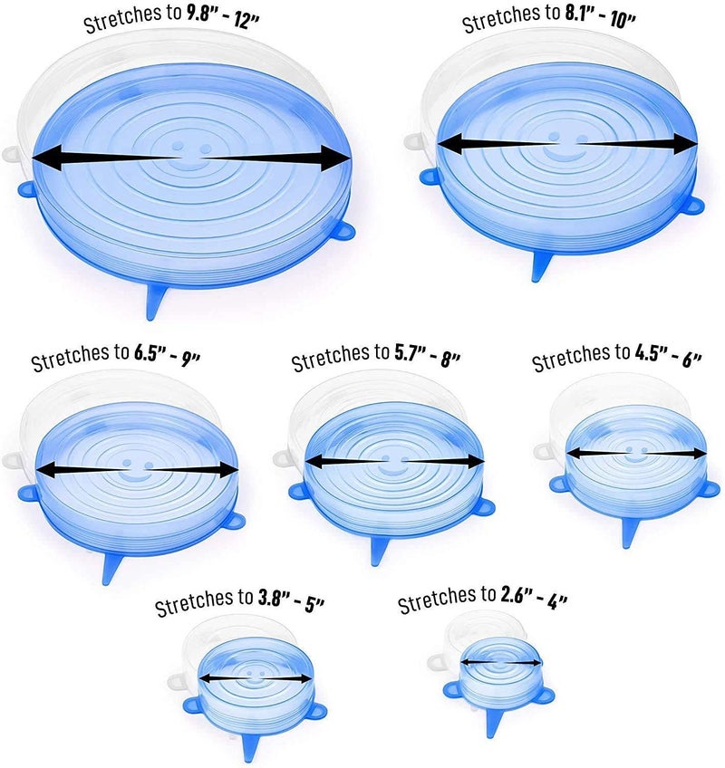 Glenoxzone Silicone Stretch Lids,Set of 6 Multi Size Reusable Silicone Lids Food and Bowl Covers,Dishwasher and Freezer Safe (Color May Vary) - Image 5