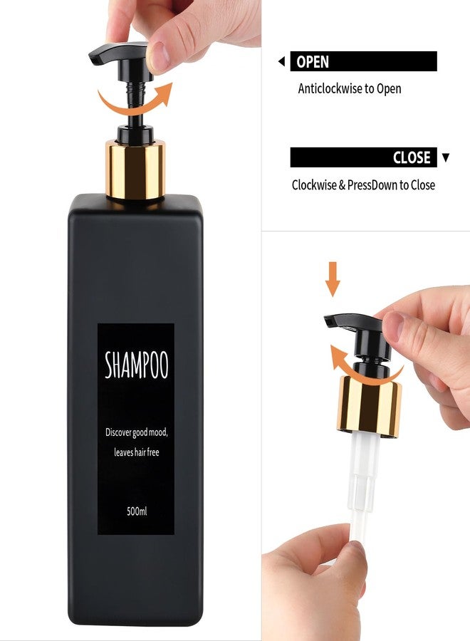 DEROANBOTT Shampoo and Shower Gel Dispenser - Shower Soap Dispenser -16.9 Ounces, 3 Matte Black Plastic Bottles - with Gold Pump Dispenser, Stylish Waterproof Label Shower Empty Bottle(Black) - Image 5