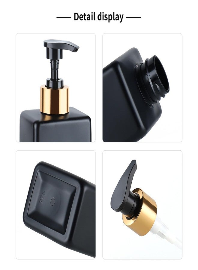DEROANBOTT Shampoo and Shower Gel Dispenser - Shower Soap Dispenser -16.9 Ounces, 3 Matte Black Plastic Bottles - with Gold Pump Dispenser, Stylish Waterproof Label Shower Empty Bottle(Black) - Image 4