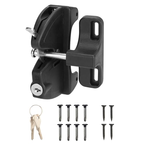 HILLMASTER Key Lockable 2 Sided Gate Latch Key,Self Locking Gate Latch Gate Fence Lock for Outdoor Gates,Locking Gate Door Lock Fence Latch Gate Hardware for Metal,Wood,Vinyl Fence,Black Finish - Image 1