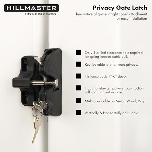 HILLMASTER Key Lockable 2 Sided Gate Latch Key,Self Locking Gate Latch Gate Fence Lock for Outdoor Gates,Locking Gate Door Lock Fence Latch Gate Hardware for Metal,Wood,Vinyl Fence,Black Finish - Image 2