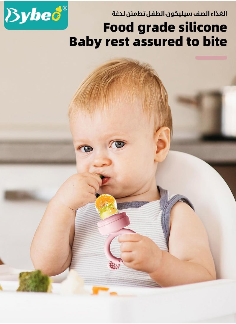 Bybeo - Baby Food Fruit Feeder Pacifier + Food Freezer Tray With 2 Replacement Silicone Pouches and Lid, Multi-Purpose Infant Teething Popsicle Molds and Teething Toy Set - Image 1