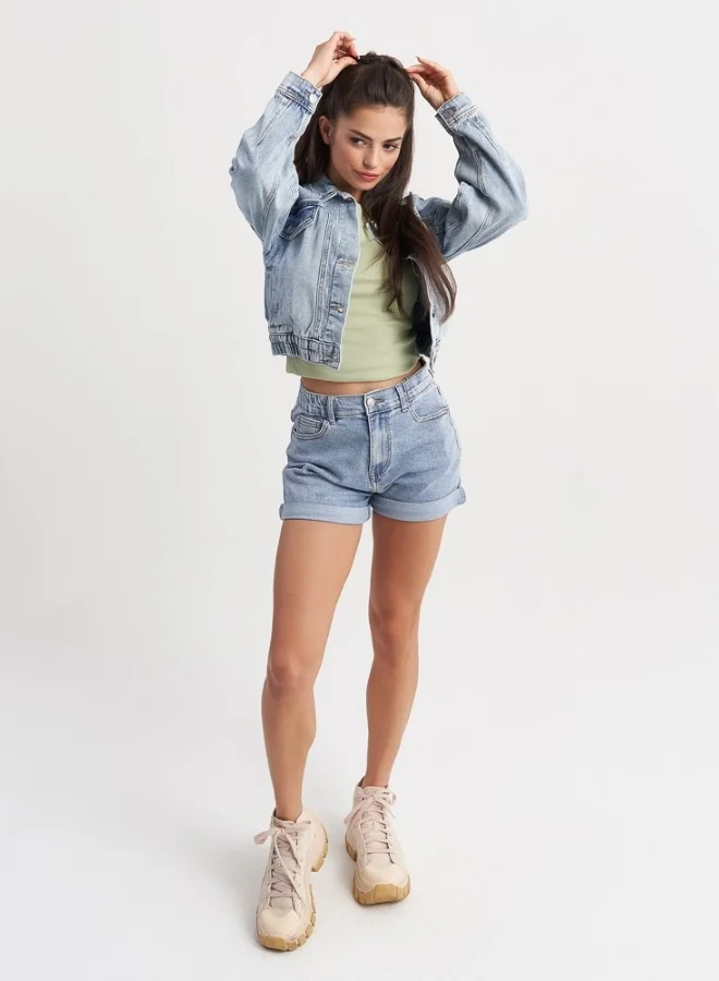 HaILYS Stylish Denim Romper