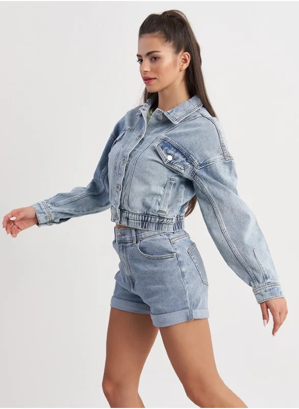 HaILYS Stylish Denim Romper