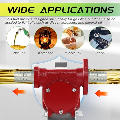 PRUNkuar 12V Fuel Transfer Pump w/Manual Nozzle & Hose, 10 GPM High Flow DC Diesel Transfer Pump, Heavy Duty Fuel Oil Transfer Pump with Hoses for Gasoline, Diesel, Kerosene & More - Image 5
