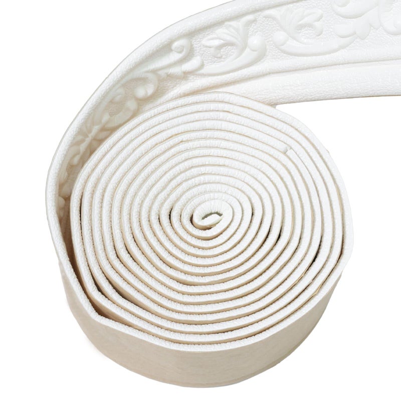 WAPANE 90 x 31 Peel Stick Foam Molding Trim Self Adhesive Crown Molding Wallpaper Border Flexible 3D Wall Edging Lines Foam Baseboard Wall Base Moulding Trim for Home Hotel DIY Decoration