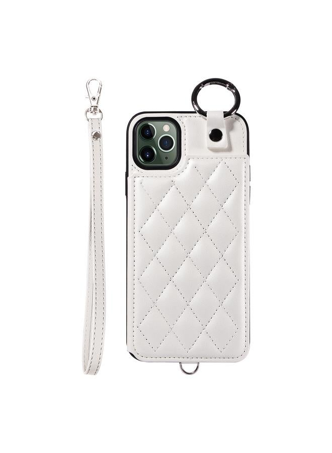 Zaboon Case For iPhone 11 Pro Max Rhombic Texture Card Bag Phone Case with Short Lanyard - Image 1