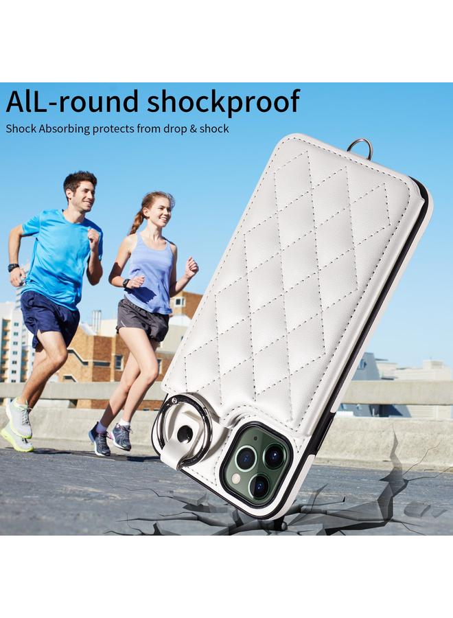 Zaboon Case For iPhone 11 Pro Max Rhombic Texture Card Bag Phone Case with Short Lanyard - Image 2