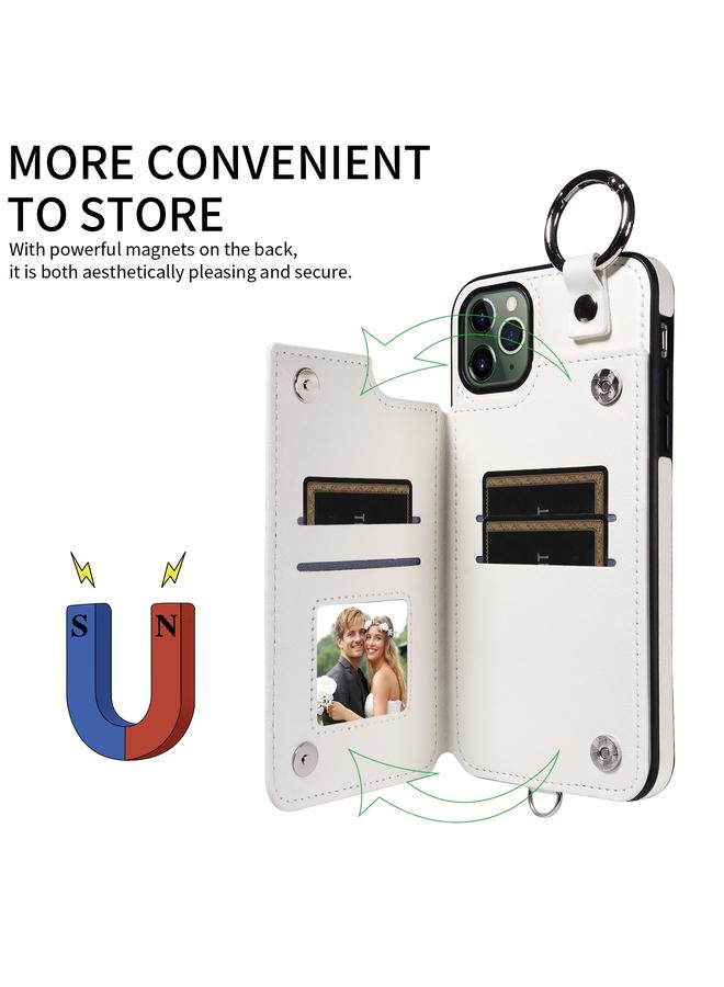 Zaboon Case For iPhone 11 Pro Max Rhombic Texture Card Bag Phone Case with Short Lanyard - Image 5