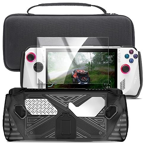 ENCASED Accessories Set for Asus ROG Ally Handheld Kickstand Case with Hardshell Carrying Bag and Tempered Glass Screen Protector Black - Image 1