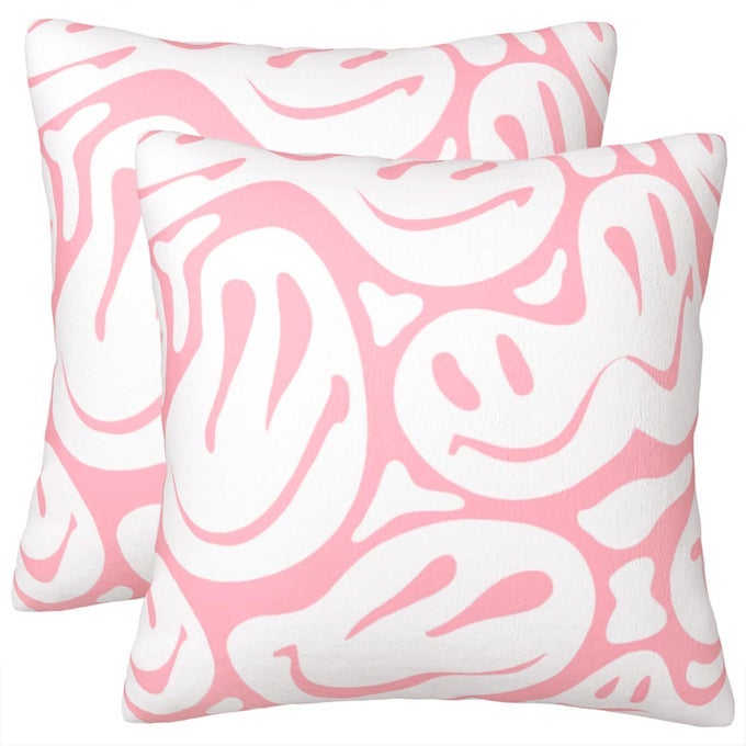 CUTE PINK PREPPY THROW PILLOWS COVERS ONLY NO PILLOW INSERTS CUTE PINK PREPPY TEENAGE TWEEN CLEAN GIRL AESTHETIC ROOM BEDROOM HOME APARTMENT DECOR AESTHETIC STUFF THINGS FOR TEEN GIRLS