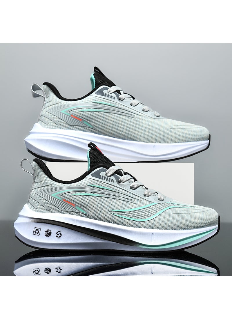 Generic - Mens Running Shoes Carbon Plate Lightweight Breathable Racing Shoes Shock Absorption Large Size 46 47 48 Autumn Winter Sports Sneakers Light gray - Image 1