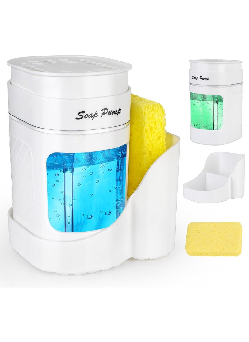 UrbanEssentia Dish Soap Dispenser Set with Sponge Holder for Kitchen, Dishwashing Soap Pump with Sink Caddy, Kitchen Countertop Sink Organizer  - Image 1