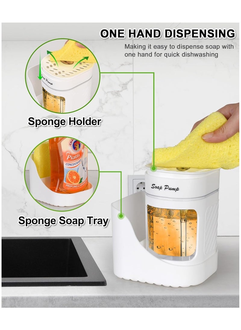 UrbanEssentia Dish Soap Dispenser Set with Sponge Holder for Kitchen, Dishwashing Soap Pump with Sink Caddy, Kitchen Countertop Sink Organizer  - Image 2