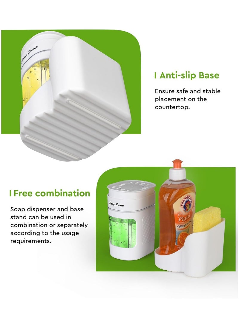 UrbanEssentia Dish Soap Dispenser Set with Sponge Holder for Kitchen, Dishwashing Soap Pump with Sink Caddy, Kitchen Countertop Sink Organizer  - Image 3