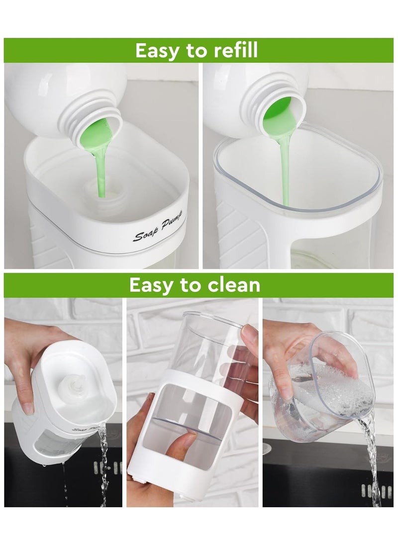 UrbanEssentia Dish Soap Dispenser Set with Sponge Holder for Kitchen, Dishwashing Soap Pump with Sink Caddy, Kitchen Countertop Sink Organizer  - Image 5