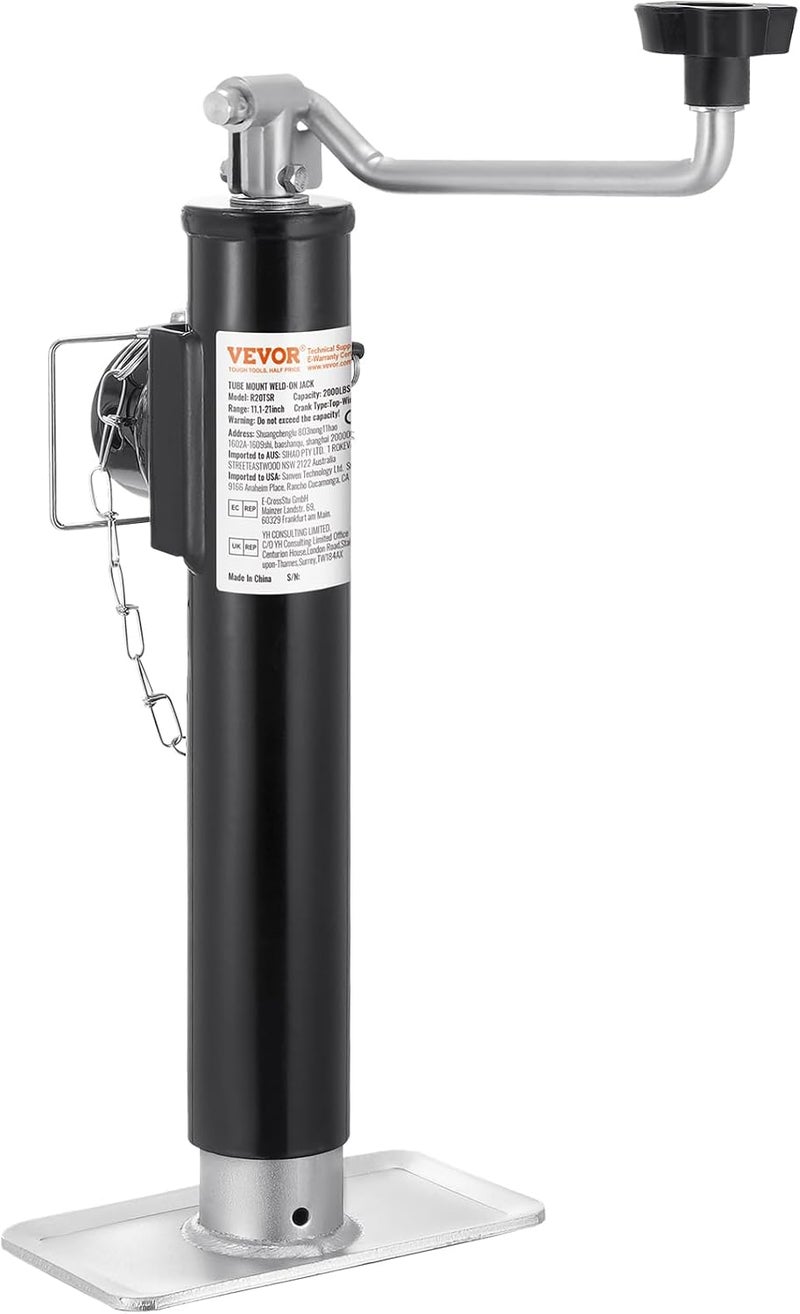 VEVOR Trailer Jack, 2000 lbs Dynamic Load Capacity, Weld-on Pipe-Mount Swivel Trailer Jack, 10" Lift Trailer Jack Stand with Handle for RV Trailer, Horse Trailer, Utility Trailer, and Yacht Trailer - Image 1