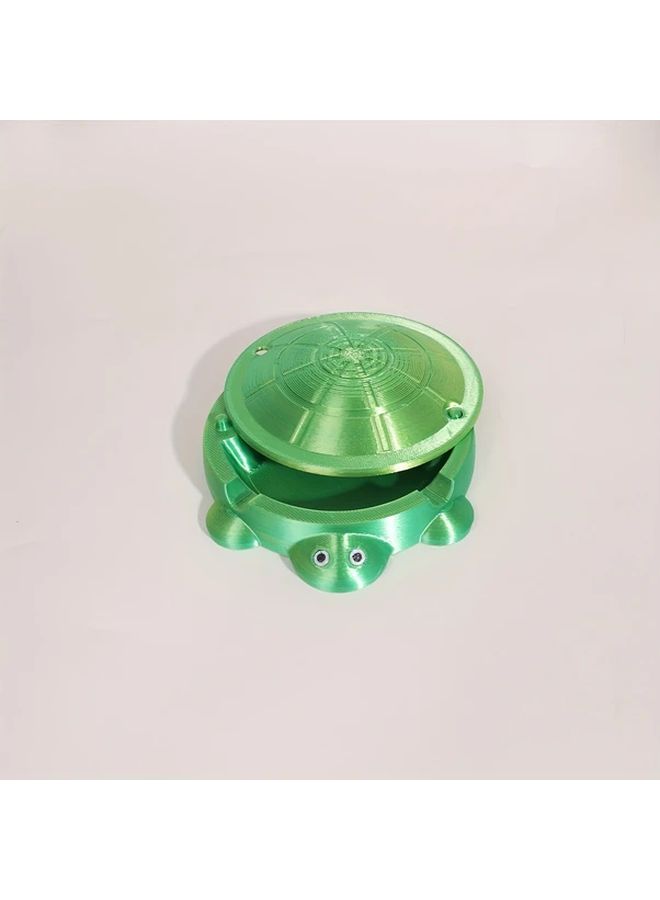 1 Piece Charming Mini Green Turtle Sandbox With Lid Round Plastic Ashtray And Storage Container For Home Decor Valentine Gift Desktop Decorative Art Piece Playful Design Crafted Details Turtle Decor - Image 5
