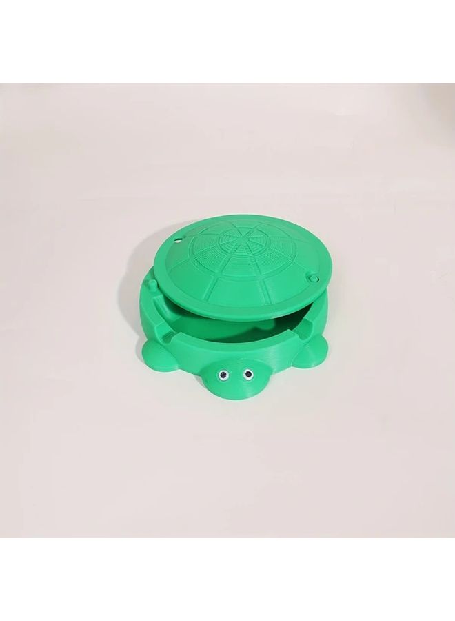 1 Piece Charming Mini Green Turtle Sandbox With Lid Round Plastic Ashtray And Storage Container For Home Decor Valentine Gift Desktop Decorative Art Piece Playful Design Crafted Details Turtle Decor - Image 4