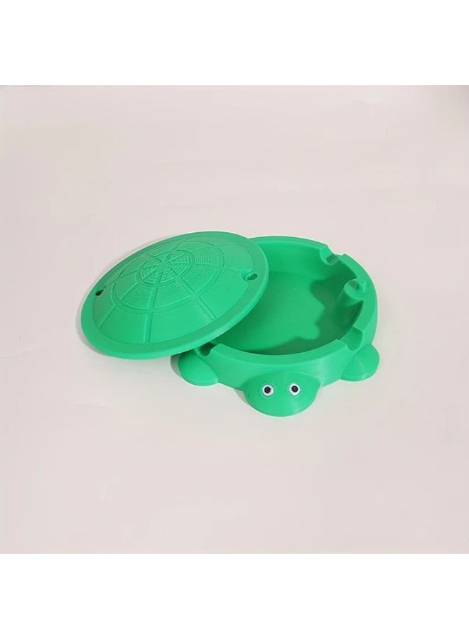 1 Piece Charming Mini Green Turtle Sandbox With Lid Round Plastic Ashtray And Storage Container For Home Decor Valentine Gift Desktop Decorative Art Piece Playful Design Crafted Details Turtle Decor - Image 1