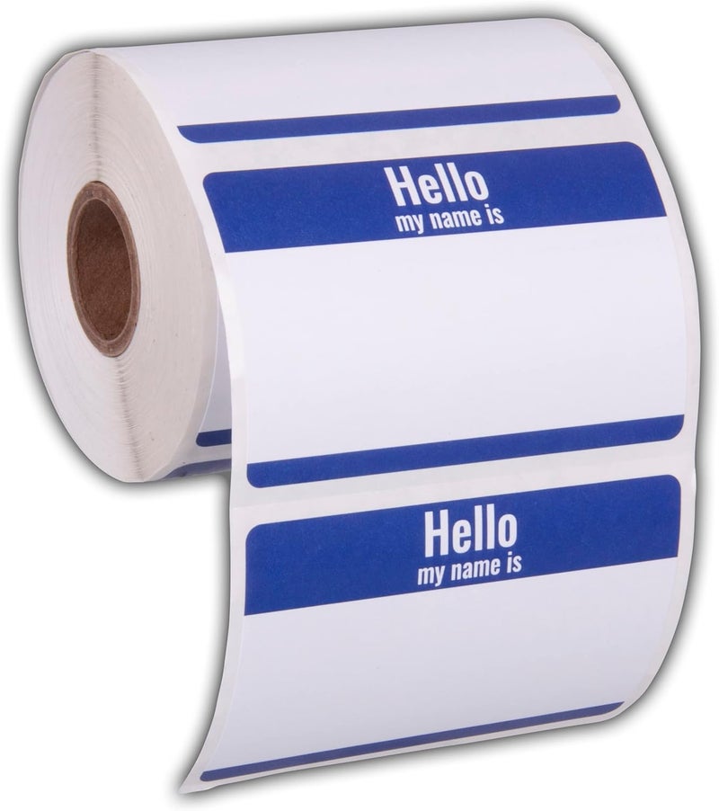 KENCO 350 Pack Hello My Name is Stickers Identification Badges, 3.5" X 2.25" Peel and Stick for Conferences, Offices and Schools - Made in The USA (Blue 1 Pack) - Image 1