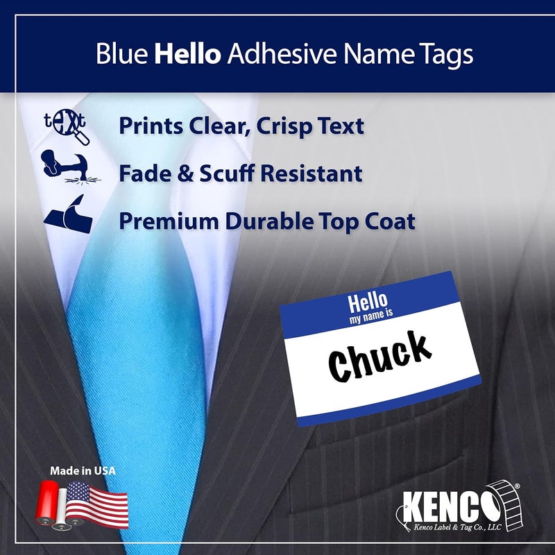 KENCO 350 Pack Hello My Name is Stickers Identification Badges, 3.5" X 2.25" Peel and Stick for Conferences, Offices and Schools - Made in The USA (Blue 1 Pack) - Image 5