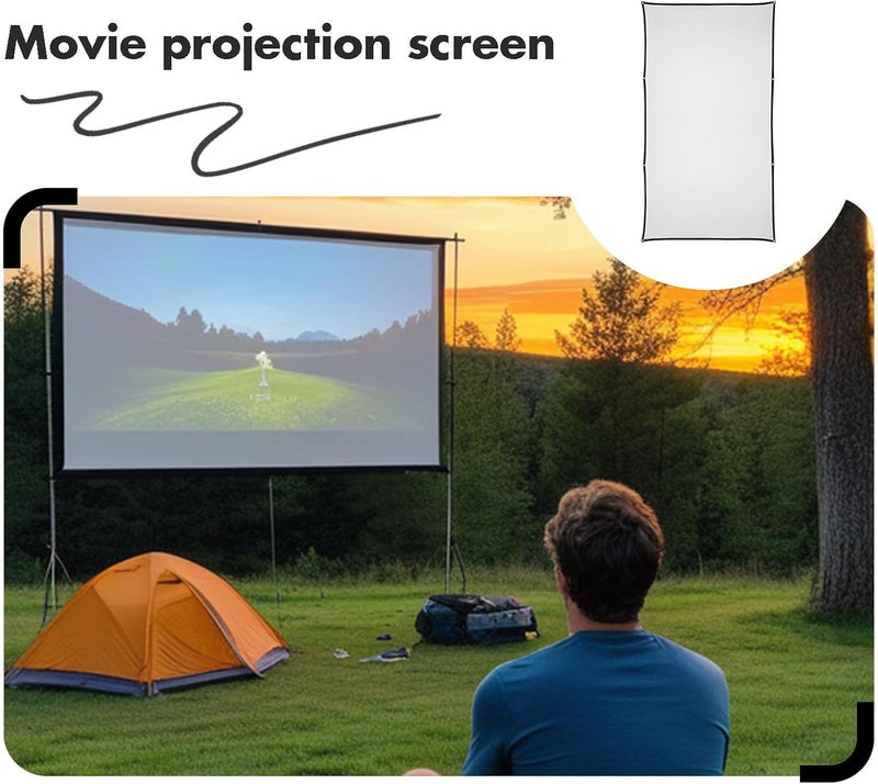 Healeved 100-inch 16:9 Portable Foldable Projector Screen Double Sided Outdoor and Indoor Home Theater Projection Curtain Soft Polyester Camping Movie Screen - Image 4