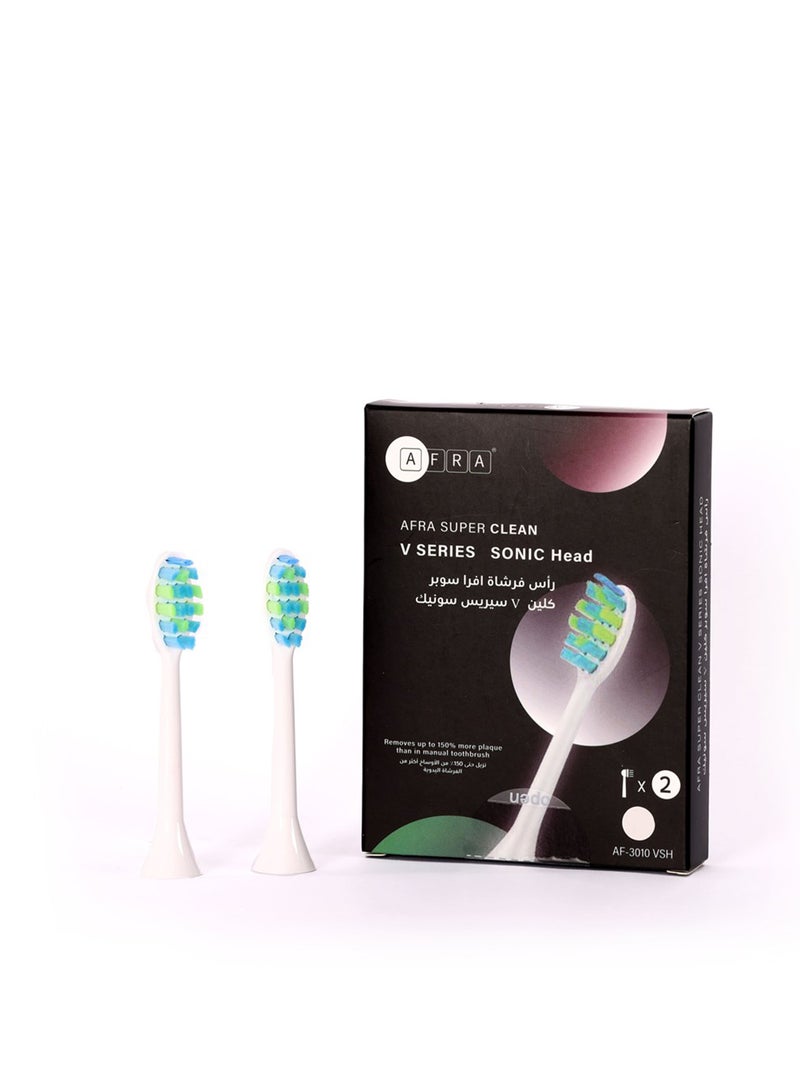 AFRA رأس فرشاة الأسنان الكهربائية السونكية سوبر كلين V سيريز - شعيرات ألمانية بيدكس متوسطة النعومة، لتنظيف عميق SKU: 601216 - Image 1