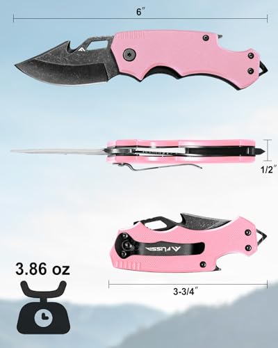FLISSA Mini Folding Pocket Knife, 2.5-Inch Stainless Steel Drop Point Blade, EDC Pocket Knives for Women with Bottle Opener and Glass Breaker (Pink) - Image 2