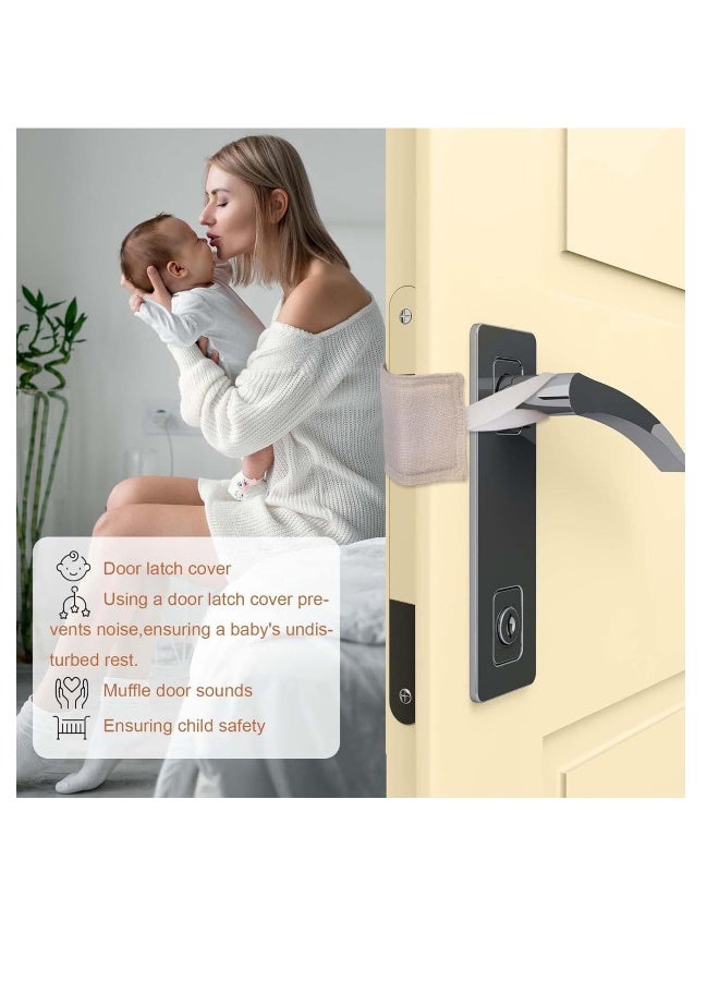 Door Silencer Padded Door Latch Cover, 3 Pcs Universal Baby Door Cushion Quiet Closer Door Lock Cover, Non Slip Noise Reducing Padded Door Latch Cover with Elastic Band for Baby Nursery, Beige  - Image 5