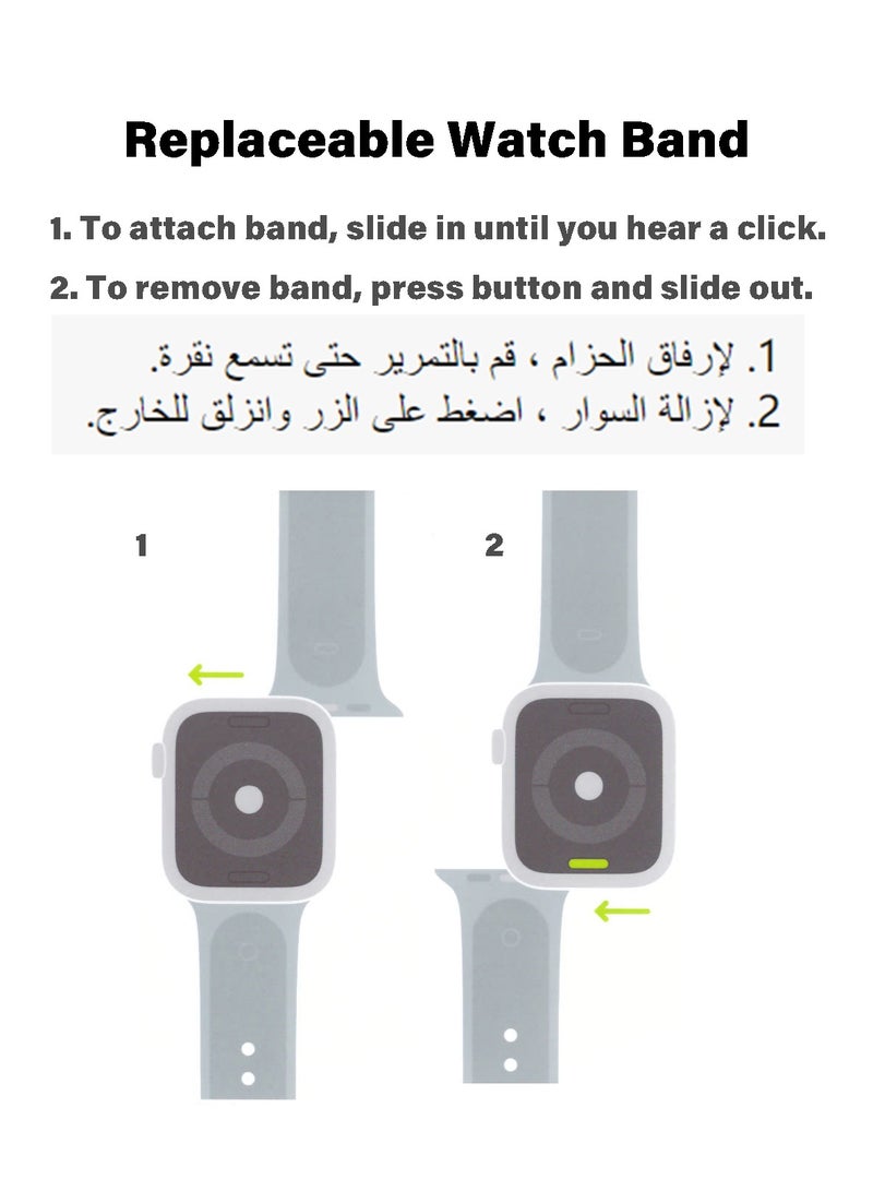 Soft Silicone Sport Watch Band with Magnetic Buckle Fits Apple Watch Ultra 2/Ultra Series 9/8/SE 2nd Gen/7/SE/6/5/4/3/2/1 Compatible with 42/44/45/49mm Case Sizes Also Compatible with Series 10 with 46mm Case Size - Image 5