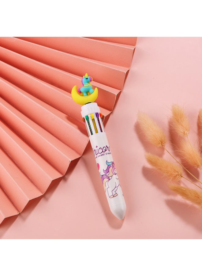 Autonomy Creative Stationery Ten Color Ballpoint Pen Cartoon Student Color Hand Account Pen Girl Heart Multi-color Press Ballpoint Pen - Image 1