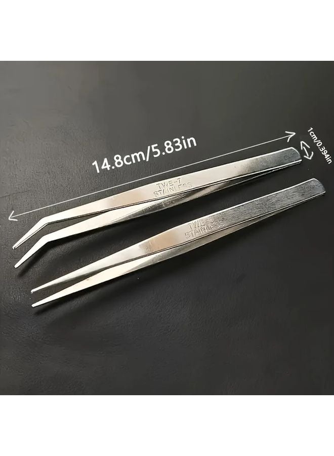 8pcs Elbow Precision Tweezers Set For Crafts Jewelry Making And Repair - Image 4